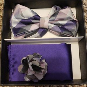 Plaid purple, lavender, lilac, pink bow tie